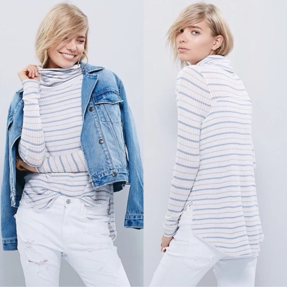 Free People Drip Thermal Cowl Neck Sweater Womens Size Large